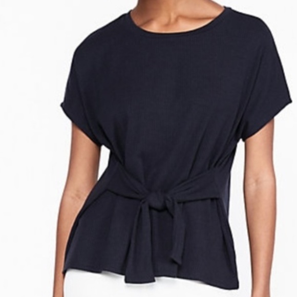 Express Tops - Express ribbed tie waist top